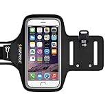 PORTHOLIC® Brazalete deportivo Para Deportes -GARANTÍA DE POR VIDA- Con soporte para llaves, cables y tarjetas para iPhone 7/6,Galaxy S6/S5,iPhone 5S/5C/SE Huawei, Bq x5, HTC, LG hasta 5.1 pulgas (negro)