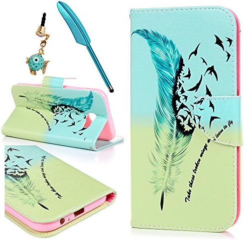 A7 2017 Case, A7 Wallet Case Leather Cover PU Leather Flip Case TPU Bumper Cover Kickstand Magnetic Case with Card Slots Holders for Samsung Galaxy A7 2017 - Feather Flying Birds