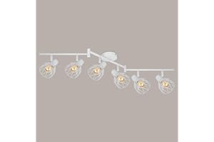 Kimjo Faretti LED E14 da Soffitto Orientabili - Lampada da Parete Bianco Lampadario - Plafoniera 6 Luce per Cucina Soggiorno Lampadina non Inclusa