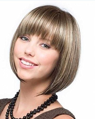 Tsnomore Kurz Glatt Mix Farbe Mode Volle Bang Bob Frauen Perücke - 2