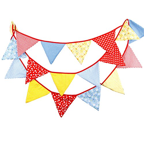 Nikgic Wimpelkette Baumwolle Wimpel Bunting Farbenfroh Wimpeln Dreieck Wimpel Fahnen Banner für Geburtstag Party Dekor