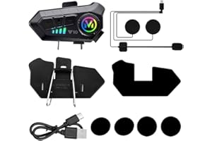 Tiardey Casque d'interphone pour Moto Casque Bluetooth Assistant Vocal Support Double Suppression du Bruit Appels Haute définition Écoute de Musique et Navigation en même Temps