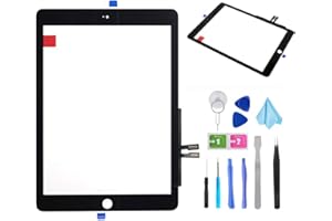 TEFIR Kit di riparazione digitale touch screen nero per iPad 9.7" 2018 iPad 6 6a generazione A1893 A1954 sostituzione vetro anteriore (senza tasto Home, non include LCD) +adesivo preinstallato + strumenti