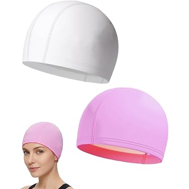 Bonnet De Bain Enfant 2 Pièces Rose – Sirène Et Licorne, Imperméable PU, Élastique, Convient Cheveux Longs