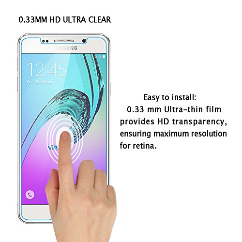 Samsung Galaxy A3 2016 Panzerglas Schutzfolie, [2 Stück] Hi-Luck 0.33mm Premium Ultra-Klar Glasfolie Displayschutzfolie Schutzglas für Samsung Galaxy A3 2016 (9H, Anti-Kratzer, Blasen-frei) - 2