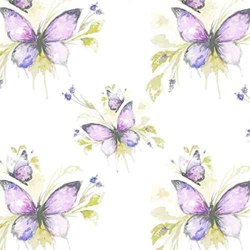 Papillon Fabric, Butterfly's Lavender and purples, Cotton Linen mix fabric sold by the metre