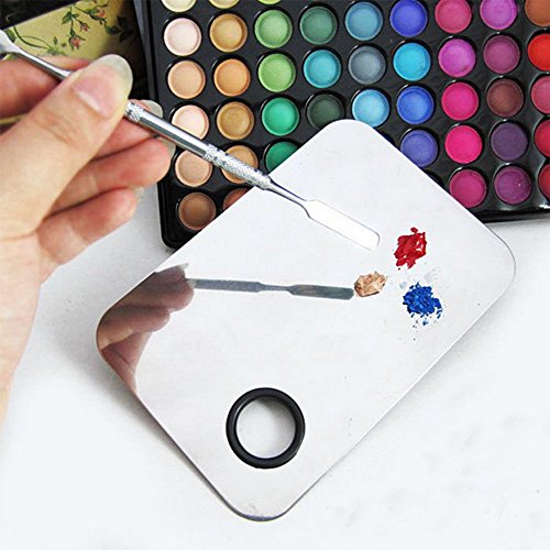 Demarkt Makeup Palette Werkzeug Mode Edelstahl Kosmetik Palette und Spatel, 15x10cm, Silber - 3