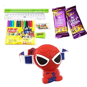 Urvi Creations 1 Pcs Light Up Rakhi And 2 Pcs Chocolate And 1 Stationary Kit Rakshabandhan Rakhi Gift For Kids Boys Girls