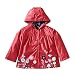 Arrowhunt Baby Girls' Cute Floral Printed Waterproof Hooded Coat Raincoat Red