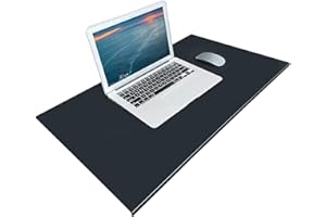 LINGXIYA Desk Pad with Edge Protector, Office Soft Leather Waterproof Deskpad Smooth Writing Mat, Large Mouse Pad with Non-Slip L-Shaped Front Lip