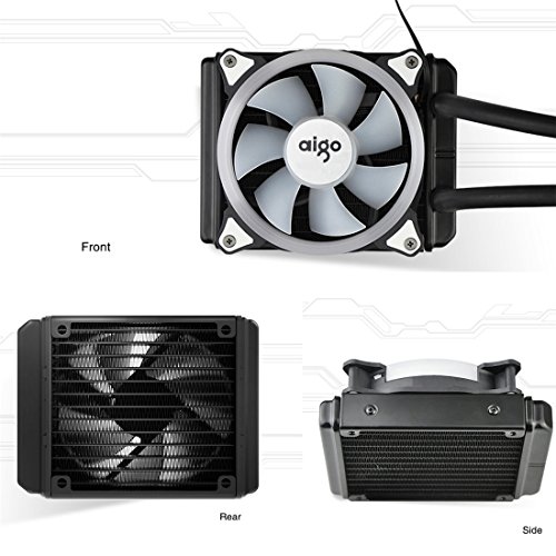 AIGO Sistemas de Refrigeración Líquida para CPU, Sistema de Enfriamiento Abrumador, Rendimiento Extremo, 120mm