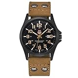 Ouneed Herren Uhren, Männer Military Steel Military Datum Quarz Analog Army Casual Dress Armbanduhren (A)