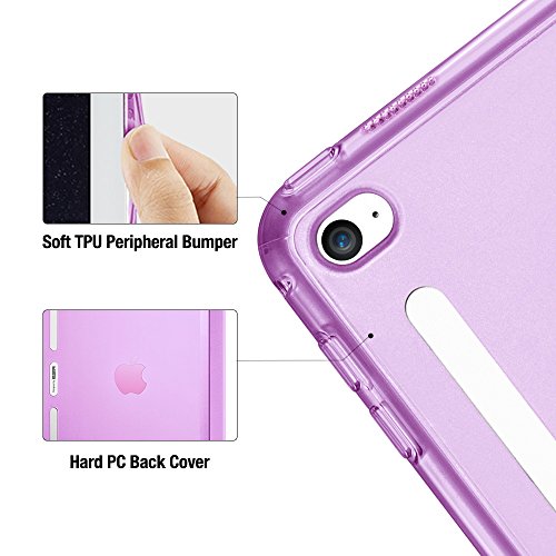 iPad Pro 12.9 (2015 Moell) Hülle, ESR® Auto Schlaf/Aufwachenen Funktion PU Ledertasche mit Translucent Rücken Abdeckung (Silikon Rahmen + Hart PC Zurück) mit Kühlloch Schutzhülle für iPad Pro 12.9 (Blau) - 4