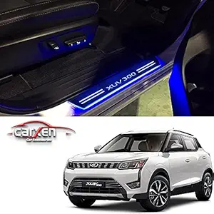 Carxen Car Accessories Door Foot Step Led Sill Plate for Mahindra XUV 300 (Set of 4PCS, Blue)