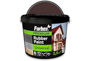 FARBEX Peinture Caoutchouc Liquide Étanche Intérieur/Extérieur - Revêtement Élastique Pour Toiture, Terrasse, Balcon - 3,5 kg Brun - Étanchéifie Et Protège Toutes Surfaces