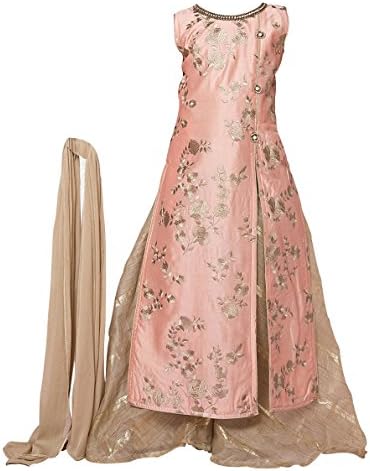 White Button Girl's Chanderi Palazzo Suit