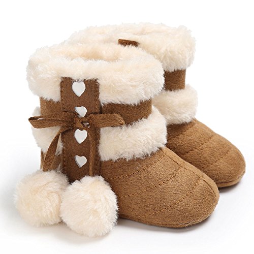 Butterme Stivali da bambino, inverno bambino caldo morbido sole antisdrucciolevole Mid Calf Crib Scarpe con pelliccia rifilata Pom Pom Infant Prewalker Stivali da neve bambino Per 0-18 mesi Baby
