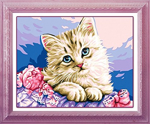 GMMH Diamond Painting Set Bild 14 x 18 Diamant Malerei Stickerei Handarbeit Basteln Mosaik Steine Katze - 4