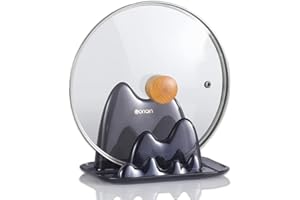 STARRY G Kitchen Utensil Rest with Drip Pad, Cooking Spoon Rest with Lid Holder, Pot Lid Stand Holder, Countertop Organiser Rack for Ladles, Tongs, Spatula, Mountain Shape Flatware Rack - Grey