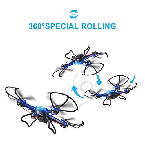 Drone with HD Camera, Potensic® F181DH RC 5.8Ghz FPV Quadcopter Drone RTF Altitude Hold UFO with Newest Hover and 3D Flips Function, 2MP HD Camera & LCD Screen Monitor - Blue