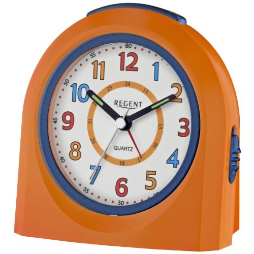 Regent 40-921-9 Wecker Kunststoff Analog Licht Alarm orange leise Sekunde