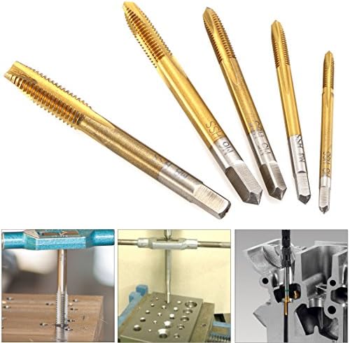 M3 M4 M5 M6 M8 HSS Screw Thread Plug Tap Spiral Point Bearing Steel Drill Bits Set Hex Shank for Cutting Internal Thread