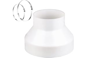Prmape Reductor Tubo Campana Extractora 150 a 100mm, Reductor Universal Para Sistema De Ventilación con 2 Abrazaderas de Tubo, Adaptador 150mm a 100mm para Conectar Conductos Garantía