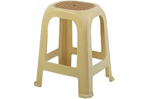 OMS HOME STORE Large Tall Plastic Garden Stool Stackable Outdoor Indoor Chair Stool or Table (Cream)