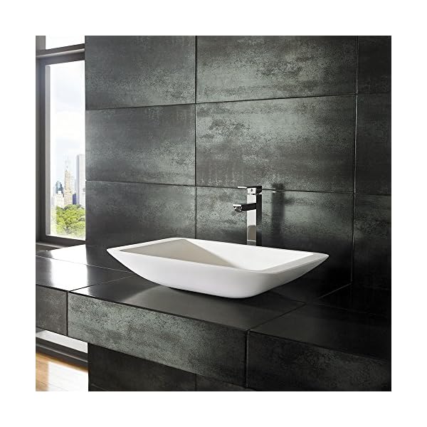clickbasin Modern White Stone Resin Solid Surface Rectangle Bathroom Basin 560mm x 350mm NOVA Corian Sink - Image 3