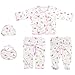 DEHANG 5 Piece Set Unisex-Baby Newborn Baby Clothes with Pants and Bib and Cap - Pink