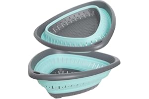 Bilieasy Passoire de cuisine pliable et passoire alimentaire, respectueuse de l'environnement, non toxique, facile à nettoyer (turquoise, 1 pièce)