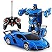 Produktbild E-CHENG Transformation Car Toy for Kids 1:18 Model RC Car, Transform Car Robot One Button Transforms Into Robot Electronic Remote Control RC Vehicles Kids Gift Boys Toys (Blue)