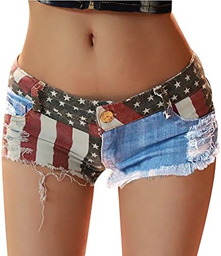 Women Summer Sexy Hot Pants Demin Shorts (Blue-M)