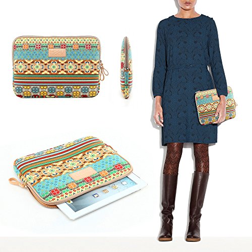 Laptophülle, Original UrCover® Laptop-Tasche aus Leinen im Canvas Bohème Look Netbook iPad Air 2 Laptop-Tasche Notebook Hülle LifeBook-Tasche 10 Zoll - 2