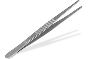 InstrumenteNrw Pince à épiler droite Acier inoxydable avec rainures intérieures pour le modélisme et les loisirs créatifs 9 cm