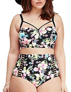 Damen Sexy Bikini, Sunroyal Plus Größ Split Badeanzug Push Up Bandeau Sports Strand Bademode Swimsuit Tankini...