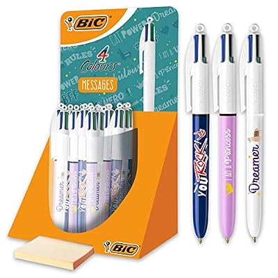 BIC 4 Couleurs Messages Stylos-Bille Rétractables Pointe Moyenne (1,0 mm) - Décors Assortis, Tubo de 30