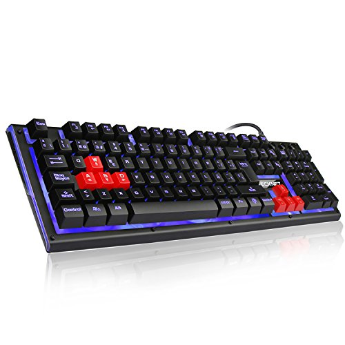 TeckNet Teclado para Juegos, Teclado Mecánico Gaming con Retroiluminación LED para PS4, Mac, Windows. Distribución de Teclas en Español (Contiene la Ñ)