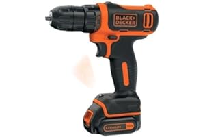 BLACK+DECKER - Perceuse- visseuse sans fil -12 V - 1,5 Ah - Moteur ultra compact - 10 positions - Perçage 25 mm bois et 10 mm métal -1 batterie incluse - Livrée en coffret -BDCDD12K-QW