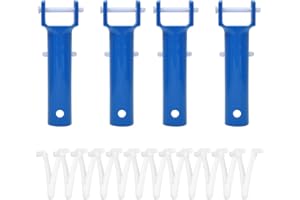 Lioaeust Pool-Vakuumkopfgriff, Schwimmbad, Spa-Vakuumkopf, Ersatz-Spa-Stangenverbinder mit V-Clips (4 x Griff + 12 x V-Clips)