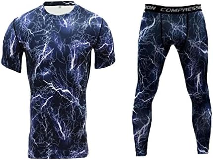 YiJee Mens Quick Dry Compression Base Layer Tight T-Shirt And Elastic Pants 2XL