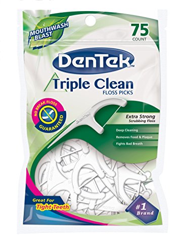 Dentek Triple Clean Floss Picks, Fresh Mint, 75 Ct. by DenTek Oral Care