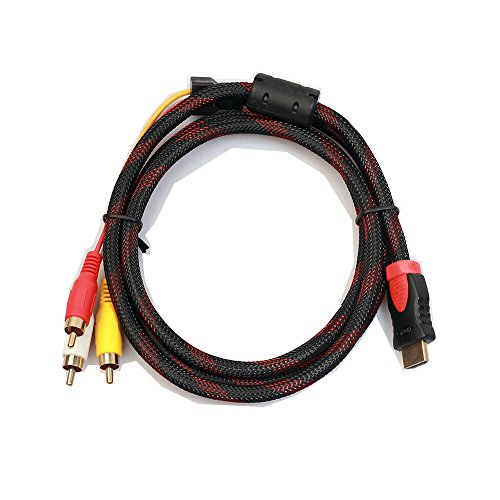 JOMOQ 5 Feet HDMI Stecker auf 3RCA / 5RCA Video Audio AV Konverter Adapter Kabel für HDTV DVD und die meisten LCD Projektoren [funktioniert nicht für PS4 PS3 und ältere Modelle] (3RCA)