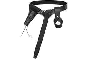 CALFOVERA 4 Ceinture Médiévale en Cuir PU de Chevalier Renaissance Fourreau D'Épée Étui Viking Étui pour Épée Accessoires Renaissance pour Hommes et Femmes Costume d'halloween Cosplay (Noir)