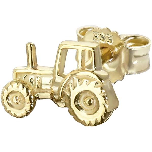 Clever Schmuck – Einzelner Ohrstecker Für Herren Mit LKW-Motiv, 925er Sterlingsilber, Teilvergoldet, Im Blauen Etui
