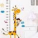 YESURPRISE New PVC Home Art Decor Mural Creative Naughty Monkey and Yellow Giraffe wall sticker for kid's bedroom cartoon animals Height Chart Nursery Removable Studyroom Sofa Wallpaper Paper House Kids Boys Girls Room Decorative DIY Decoration