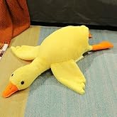 Sevimli Peluş Uyku Arkadaşım Kaz 75 cm- U&ccedil;an Kaz Morton Uyku Yastığı Sarı