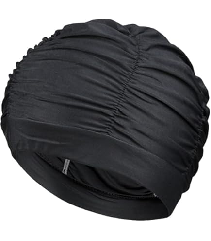 IBLUELOVER Bonnet De Bain Turban De Natation En Tissu Plissé Bonnet De Natation Protection Cheveux Et Oreilles Chapeau De Bain Pour Plage Piscine Spa Femmes Filles Bonnet De Douche Non Imperméable