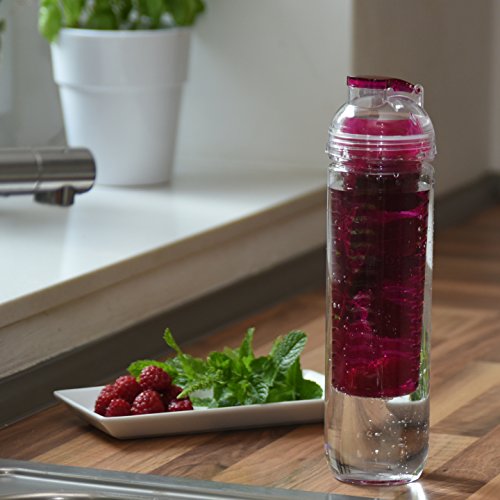 800ml Trinkflasche für Fruchtschorlen in den Farben Pink, Grün oder Transparent. Perfekte Sportflasche aus BPA-freiem Tritan. Super-einfacher und auslaufsicherer Trinkverschluss. Leicht zu reinigen. - 5