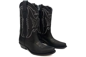 PAVARELLA ¡¡ZAPATISIMOS!! Bota campera de Piel para Hombre, Bikers, Punta Cuadrada, Bota Alta.